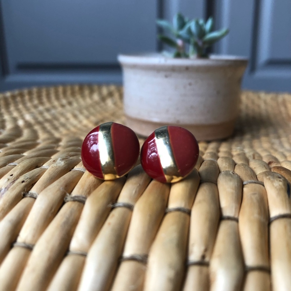 Vintage | Duotone Glazed Stud Pierced Earrings